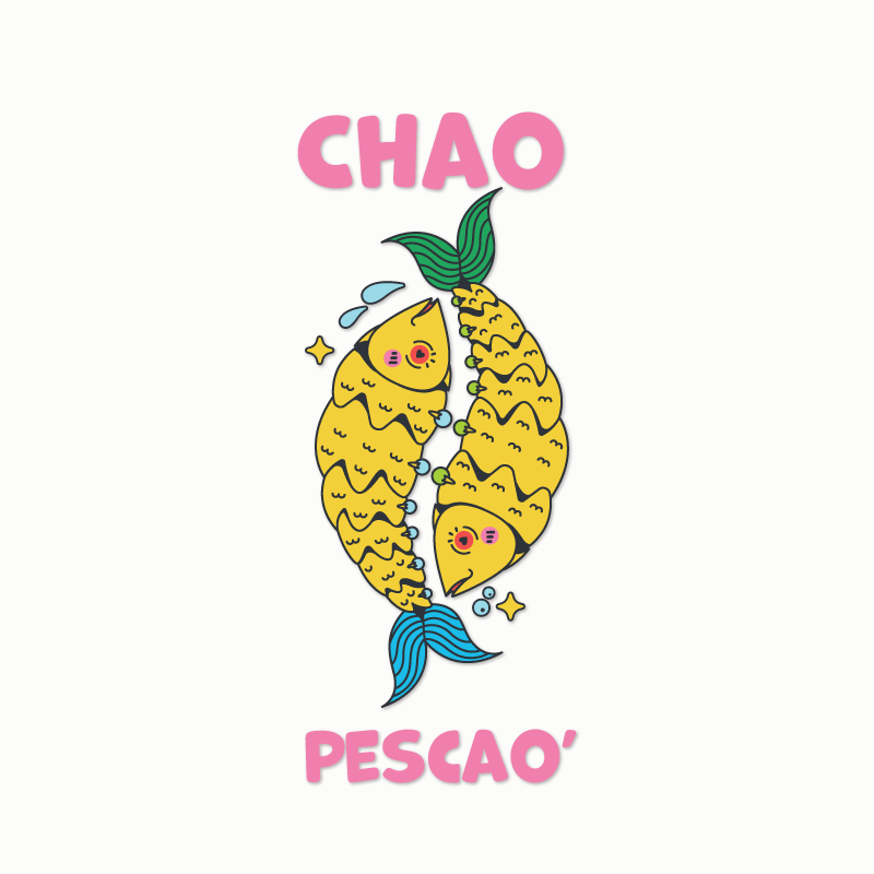 Llavero Acrílico con PomPom - Chao Pescao